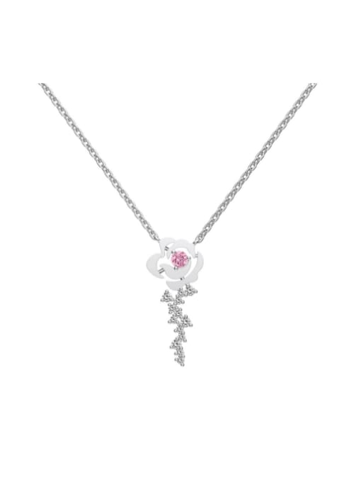 STL-Silver Jewelry 925 Sterling Silver Enamel Flower Dainty Tassel Necklace 0