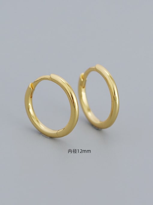 Gold (12mm) 925 Sterling Silver Geometric Minimalist Stud Earring