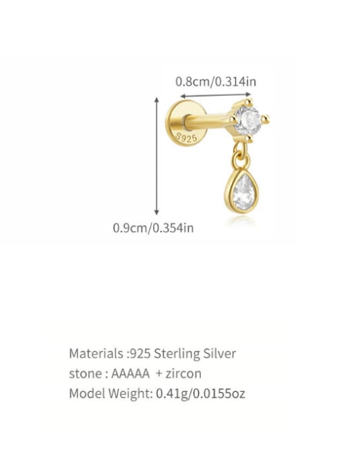 YUANFAN 925 Sterling Silver Cubic Zirconia Geometric Dainty Single Earring 3