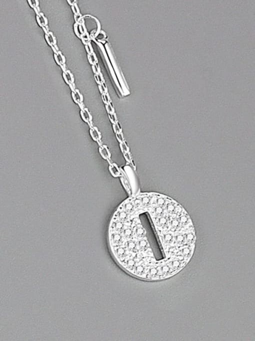 Silver (letter I) 925 Sterling Silver Cubic Zirconia Letter Minimalist Necklace