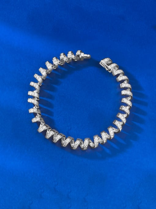 M&J 925 Sterling Silver Cubic Zirconia Irregular Minimalist Bracelet 0
