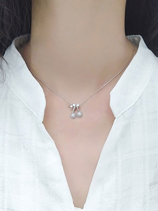 PNJ-Silver 925 Sterling Silver Cubic Zirconia Friut Cute Necklace 1