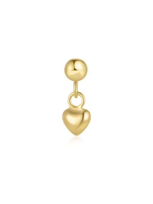 Single Gold 2 925 Sterling Silver Cubic Zirconia Heart Dainty Single Earring