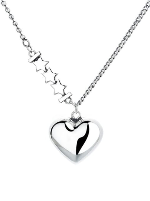 178fl (about 7.4g) 925 Sterling Silver Heart Vintage Necklace