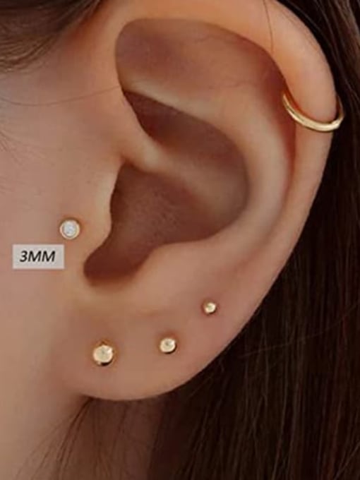 YUANFAN 925 Sterling Silver Cubic Zirconia Geometric Minimalist Stud Earring 2