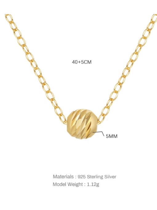YUANFAN 925 Sterling Silver Geometric Minimalist Bead Pendant Necklace 2
