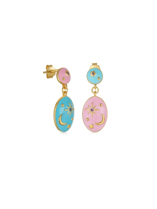 Gold Style 2 925 Sterling Silver Enamel Geometric Minimalist Drop Earring