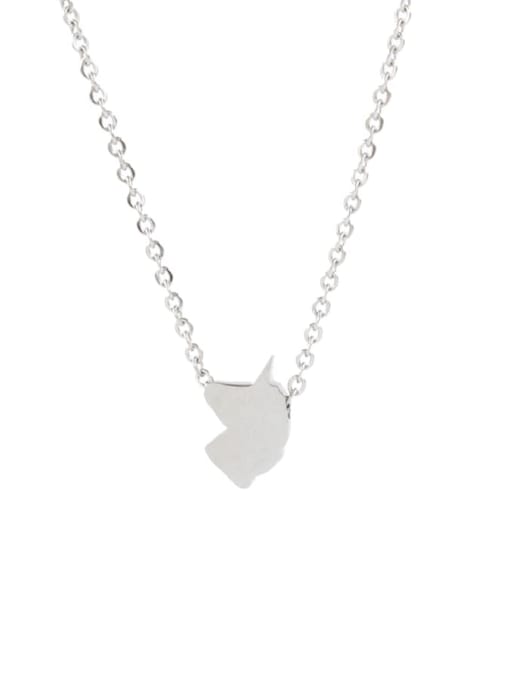Steel color Stainless steel Geometric unicorn Dainty Necklace