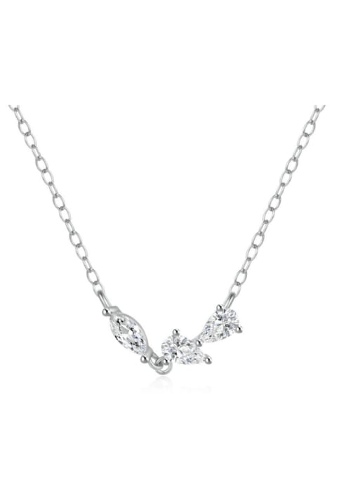 Platinum 925 Sterling Silver Cubic Zirconia Water Drop Dainty Necklace