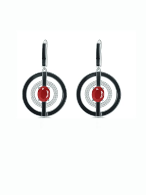 Red Agate Earrings 925 Sterling Silver Natural Color Treasure Topaz Geometric Luxury Drop Earring