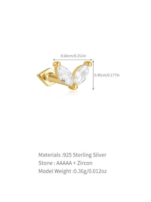 Single Gold 6 925 Sterling Silver Cubic Zirconia Geometric Minimalist Single Earring