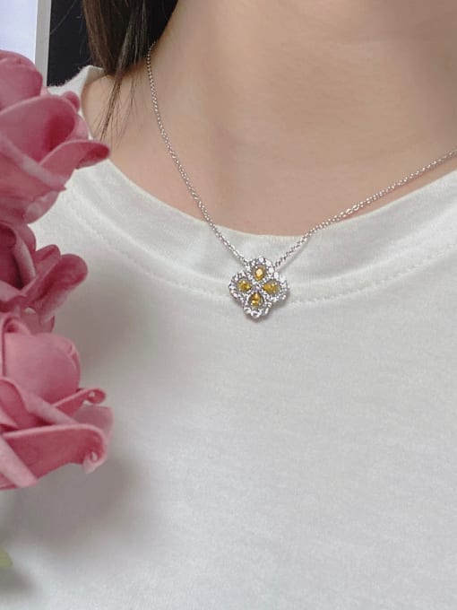 A&T Jewelry 925 Sterling Silver High Carbon Diamond Flower Dainty Necklace 1