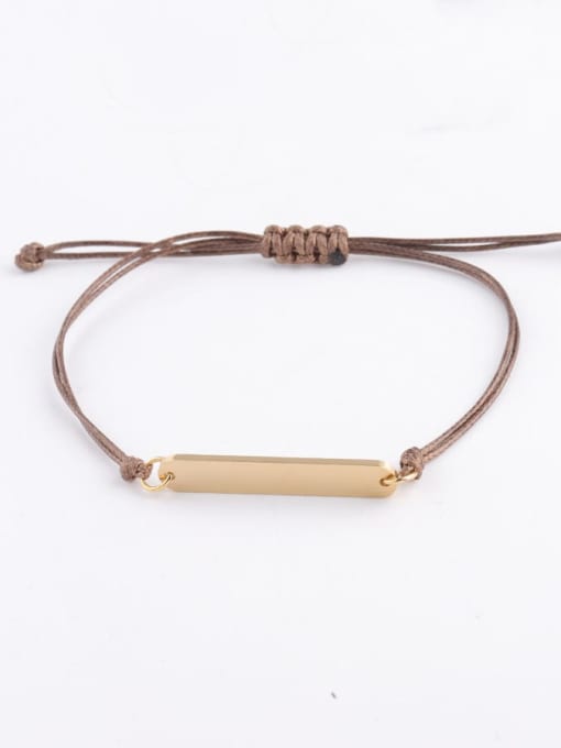 coffee Stainless steel Rectangle Wax rope Minimalist Adjustable Bracelet