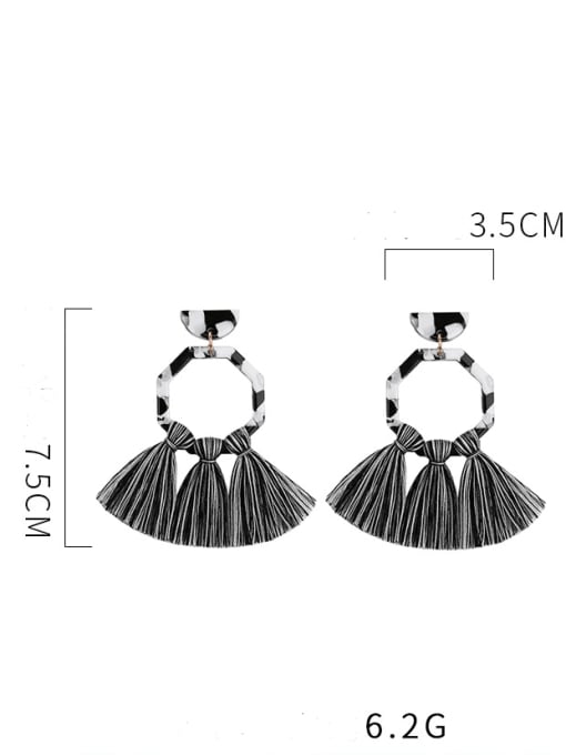 JMI Alloy Cotton Tassel Bohemia Hand-woven Drop Earring 2