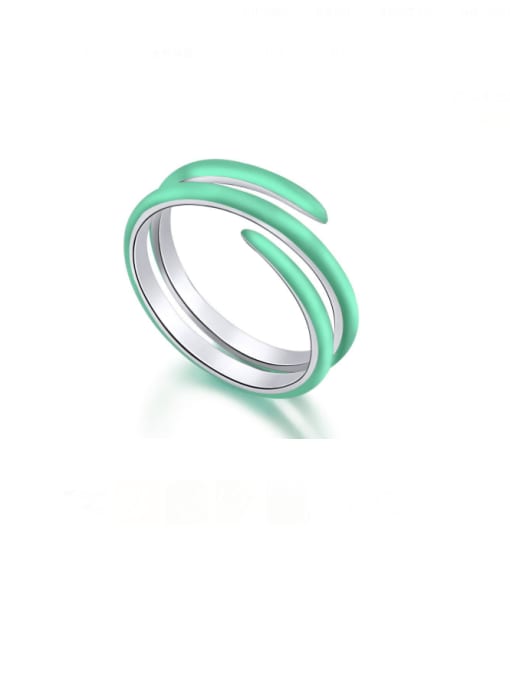 Platinum green AY120215 925 Sterling Silver Enamel Geometric Minimalist Stackable Ring
