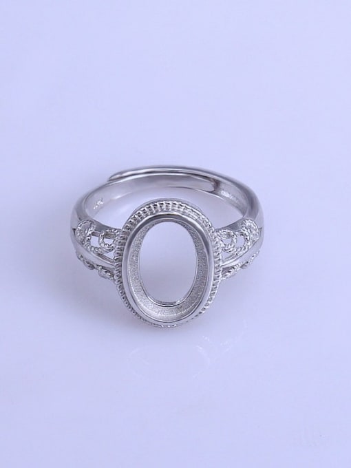 Supply 925 Sterling Silver 18K White Gold Plated Geometric Ring Setting Stone size: 8*12mm 0