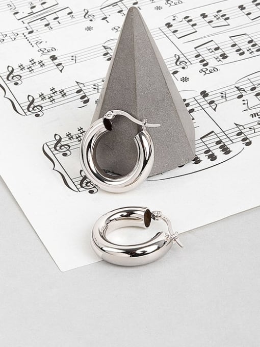 Platinum 925 Sterling Silver Geometric Minimalist Hoop Earring