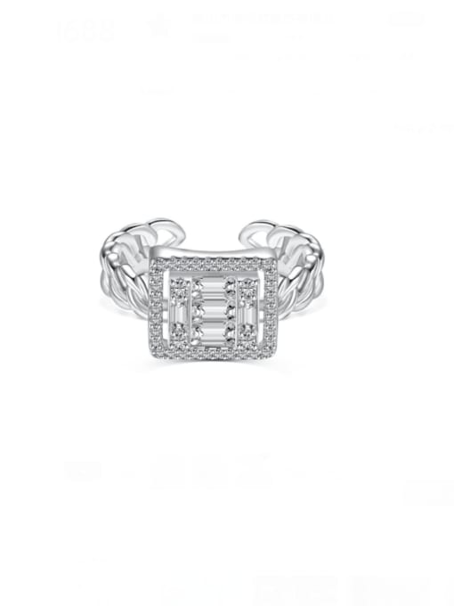 DY120831 S W WH 925 Sterling Silver Cubic Zirconia Geometric Dainty Band Ring