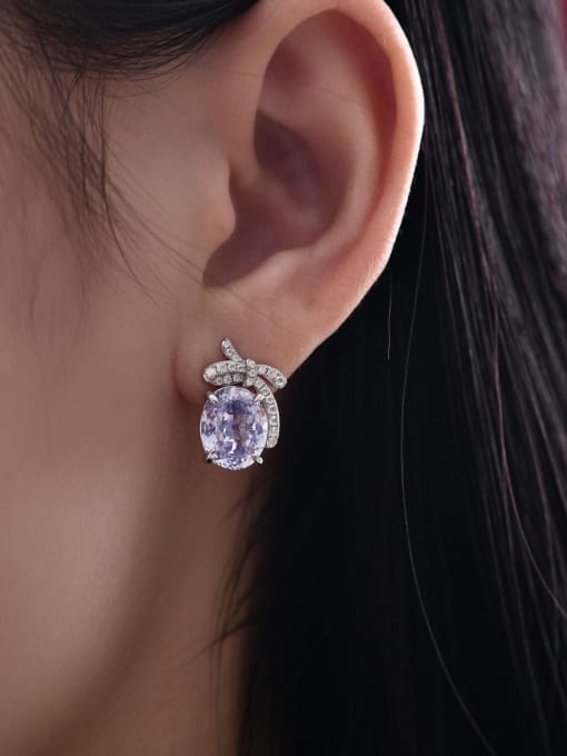A&T Jewelry 925 Sterling Silver High Carbon Diamond Purple Geometric Dainty Stud Earring 1