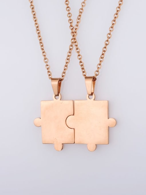 Rose gold set Stainless steel Geometric puzzle Minimalist Necklace