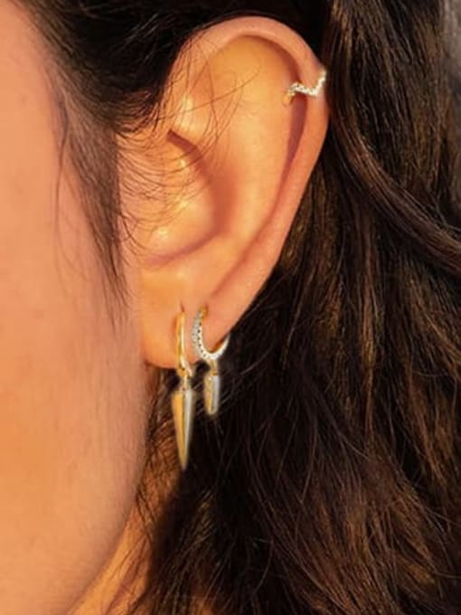YUANFAN 925 Sterling Silver Geometric Minimalist Huggie Earring 2