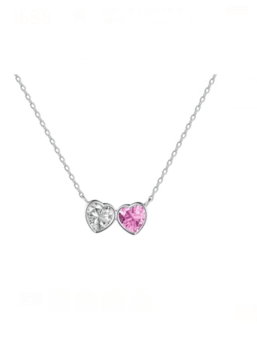 DY190660 S W WH 925 Sterling Silver Cubic Zirconia Bowknot Dainty Necklace