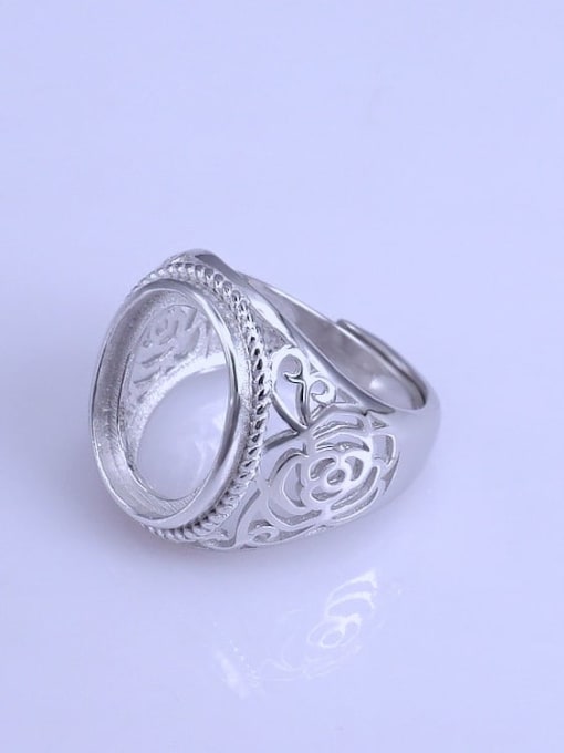 Supply 925 Sterling Silver 18K White Gold Plated Geometric Ring Setting Stone size: 11*17mm 0