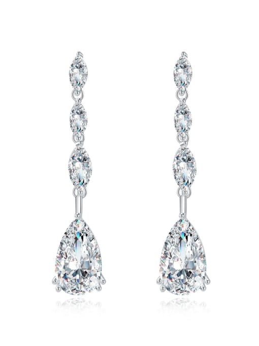 A&T Jewelry 925 Sterling Silver High Carbon Diamond Water Drop Dainty Drop Earring 0