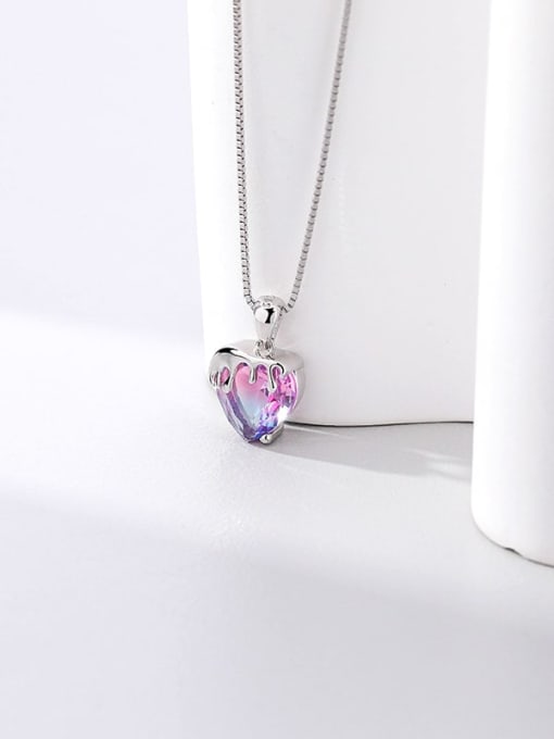 A2546 white gold gradual change 925 Sterling Silver Cubic Zirconia Heart Vintage Necklace