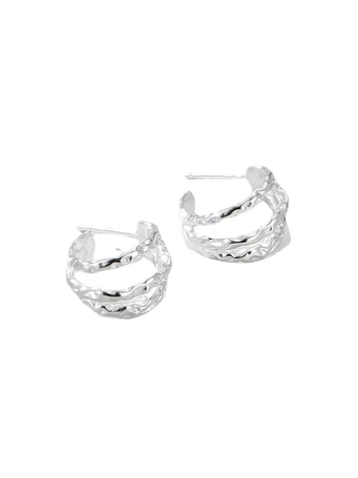 Textural Earrings 925 Sterling Silver Geometric Minimalist Multi-layer Stud Earring