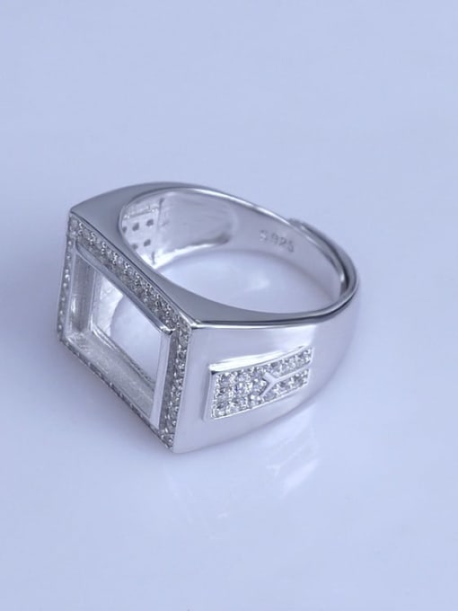 Supply 925 Sterling Silver 18K White Gold Plated Geometric Ring Setting Stone size: 9*12mm 1