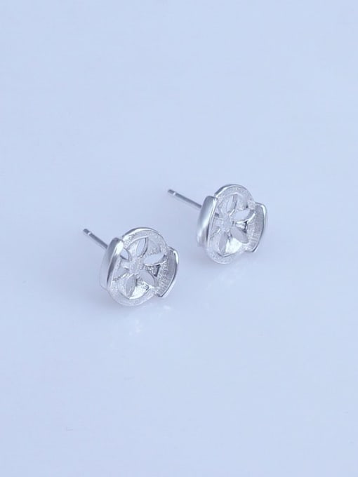 Supply 925 Sterling Silver 18K White Gold Plated Geometric Earring Setting Stone size: 7*9mm 1