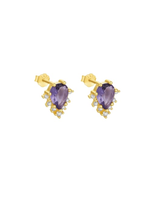 YUANFAN Brass Cubic Zirconia Water Drop Dainty Stud Earring