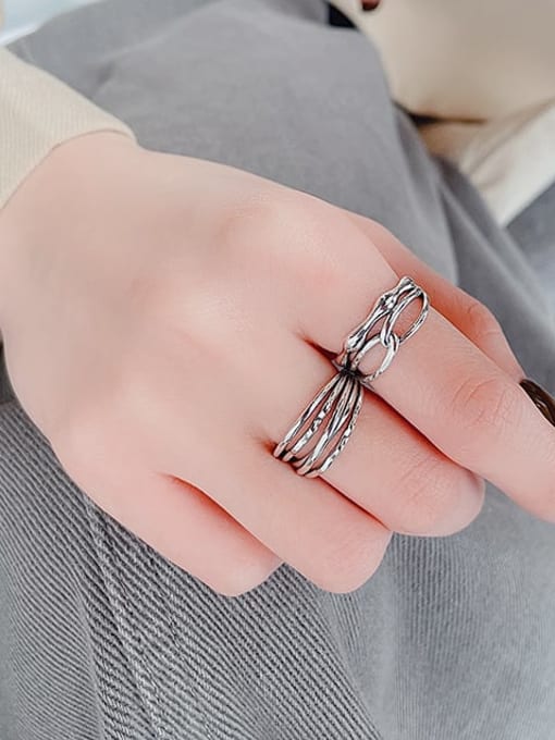 TAIS 925 Sterling Silver Geometric Vintage Stackable Ring 1
