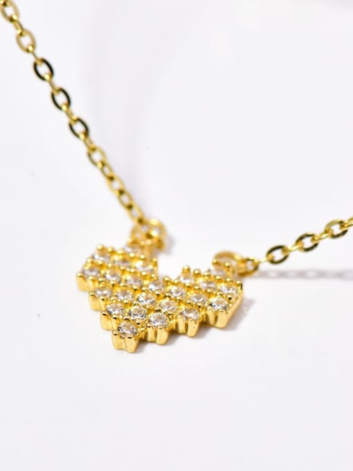 ZEMI 925 Sterling Silver Rhinestone Gold Heart Dainty Necklace 0