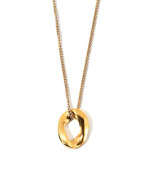 Round button side chain gold necklace Titanium Steel Geometric Minimalist Round Button Side Chain  Necklace