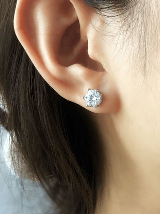 A&T Jewelry 925 Sterling Silver Moissanite Geometric Dainty Stud Earring 1