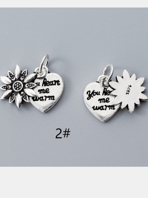 FAN 925 Sterling Silver Heart Flower Charm Height : 12 mm , Width: 10.5 mm 1