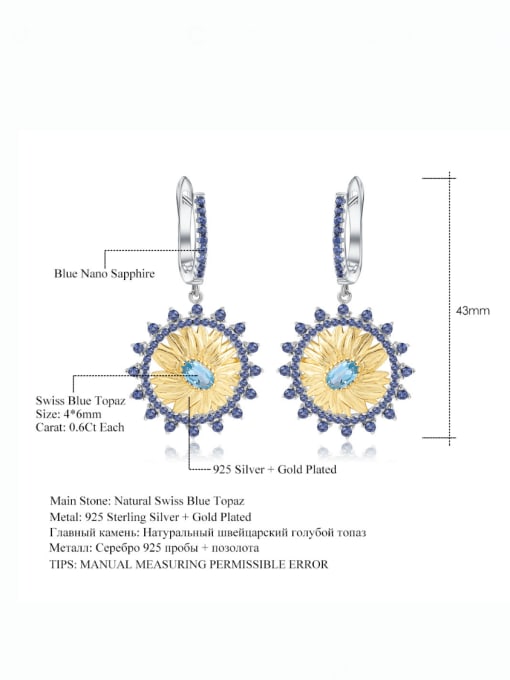 ZXI-SILVER JEWELRY 925 Sterling Silver Natural Color Treasure Topaz Geometric Luxury Huggie Earring 2