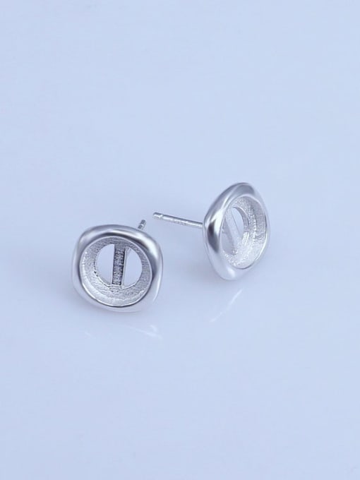 Platinum plating 925 Sterling Silver 18K White Gold Plated Round Earring Setting Stone size: 8*8mm