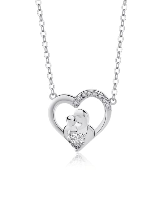 YUANFAN 925 Sterling Silver Cubic Zirconia Heart Minimalist Necklace