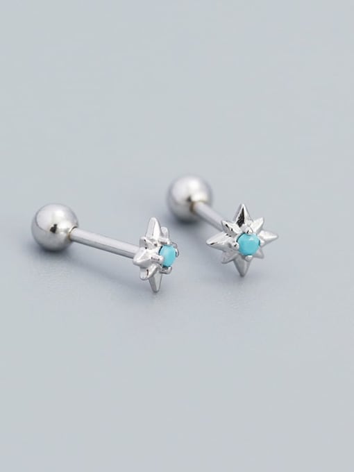 Platinum (Turquoise) 925 Sterling Silver Enamel Geometric Minimalist Stud Earring