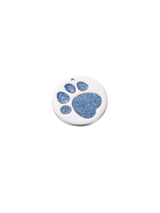 MEN PO Stainless steel disc color glitter dripping oil dog footprint pet pendant