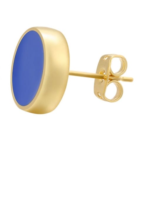 Blue 10m Brass Enamel Round Minimalist Stud Earring