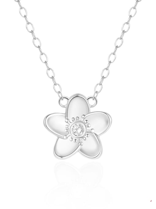 YUANFAN 925 Sterling Silver Cubic Zirconia Flower Minimalist Necklace 3