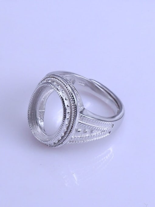 Supply 925 Sterling Silver 18K White Gold Plated Geometric Ring Setting Stone size: 11*15mm 1