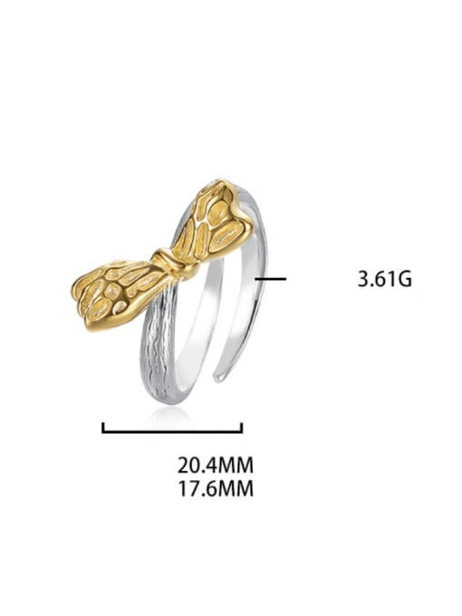 YUANFAN 925 Sterling Silver Bowknot Hip Hop Band Ring 3