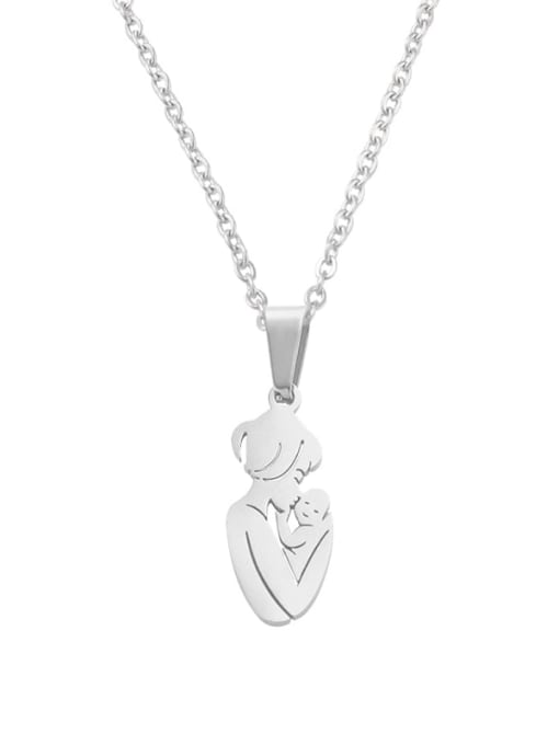 MEN PO Stainless steel mother baby Trend Necklace 0