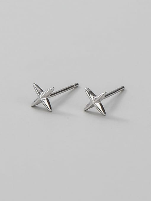 Cross Star Earrings 925 Sterling Silver Star Minimalist Stud Earring