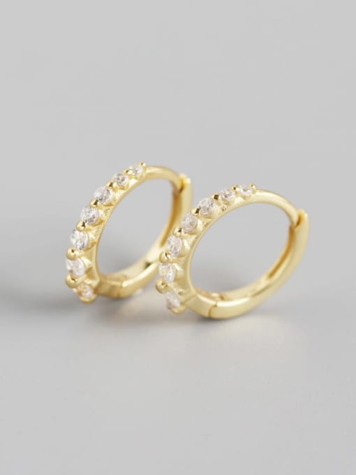 2#Golden (white stone) 925 Sterling Silver Cubic Zirconia Multi Color Geometric Minimalist Huggie Earring